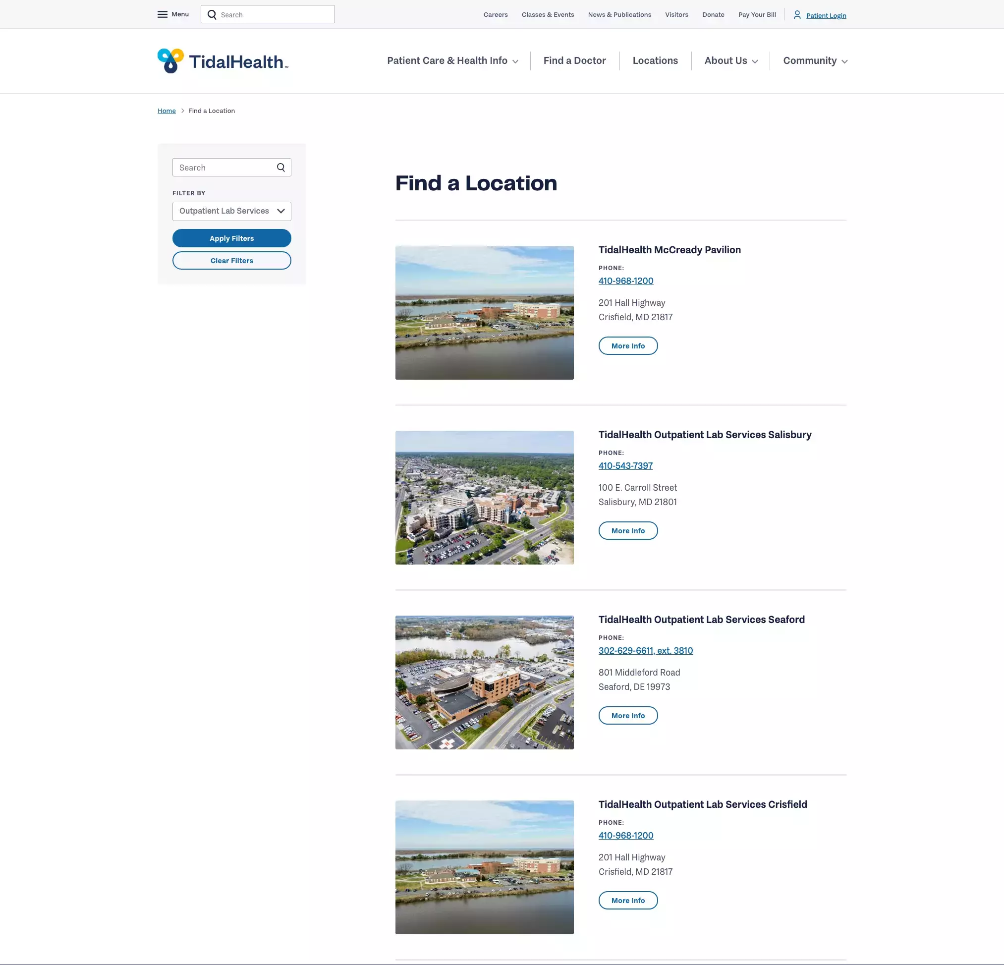 TidalHealth-Locations-Page