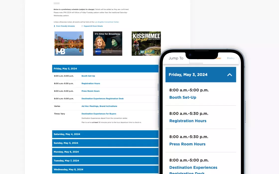 Event Schedule for IPW.com Case Study